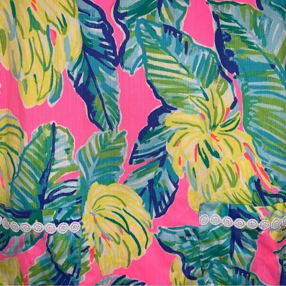 Little Lilly Pulitzer Local Flavor Dress Girl’s 7 Pink Green Resort Beach Party - Picture 5 of 9